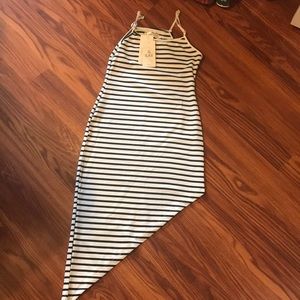 XS black and white stripe tank dress